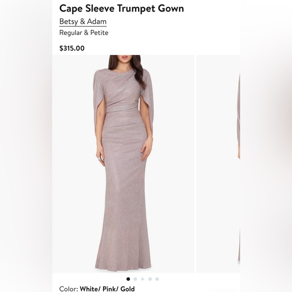 Betsy & Adam size 8 sparkly cape gown - Picture 1 of 4